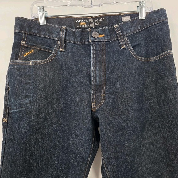 ARIAT REBAR M4 RELAXED DURASTRETCH BOOT JEANS MENS SIZE 34 X 32 KNIFE POCKET EUC - Picture 3 of 14